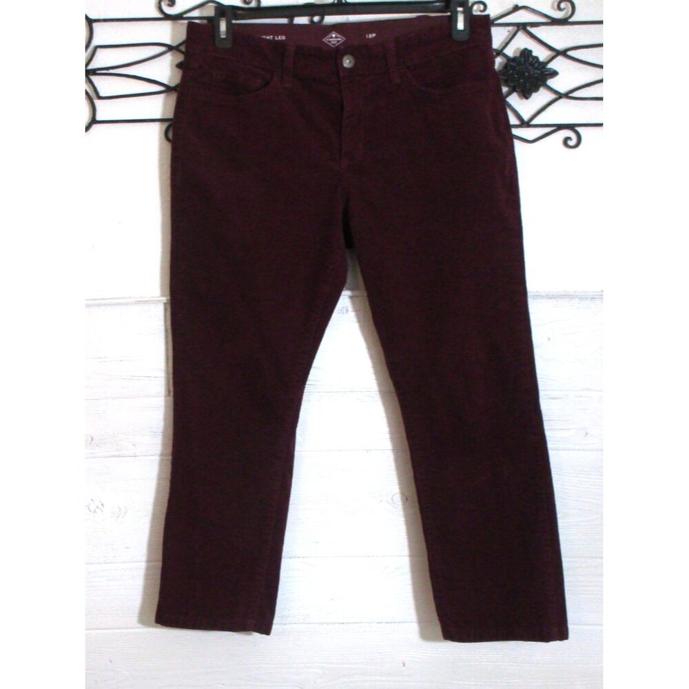 St. John's Bay Corduroy Pants Women's Size 12P Burgundy Straight Leg